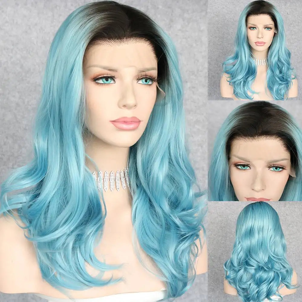 Ocean Blue Ombre Dark Rooted Lace Front Wig Wig Store Wig