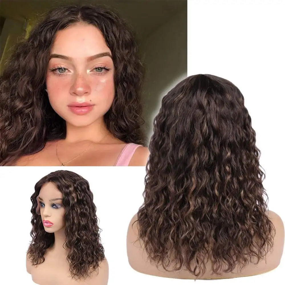 Sable Brown Auburn Lace Front Water Wave Human Hair Wig Wig Store Human Hair Wig