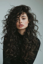 Load image into Gallery viewer, Curly Dark Chocolate Black- Brown Remy Human Hair Full Lace Wig
