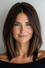 Load image into Gallery viewer, Medium Brown Bob Straight Human Hair Lace Wig
