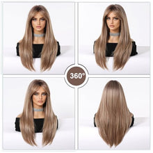 Load image into Gallery viewer, Heat Resistant Curtain Bangs Wig in Ombre Ash Blonde
