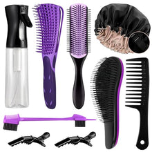 Load image into Gallery viewer, 10PCS Detangling Brush Set with Spray Bottle &amp; Sleep Bonnet
