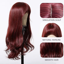 Load image into Gallery viewer, Wine Red Long Wavy Wig With Bangs
