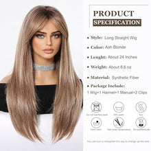 Load image into Gallery viewer, Heat Resistant Curtain Bangs Wig in Ombre Ash Blonde
