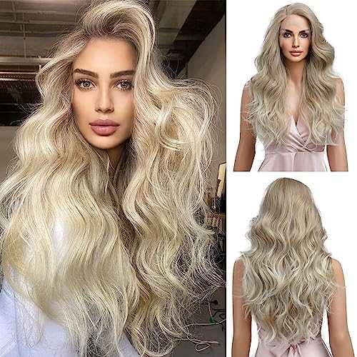 Long Wavy Blonde Wig with Side Part Wig Store Lace Front Wig