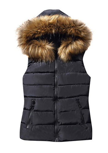 Winter Hooded Stand Collar Puffer Vest vest Beauty Supply Store All Products