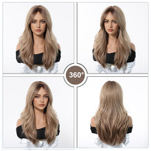 Load image into Gallery viewer, Heat Resistant Curtain Bangs Wig in Ombre Ash Blonde
