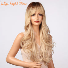 Load image into Gallery viewer, Ash Honey Blonde Baylage Brown Wig with Bangs
