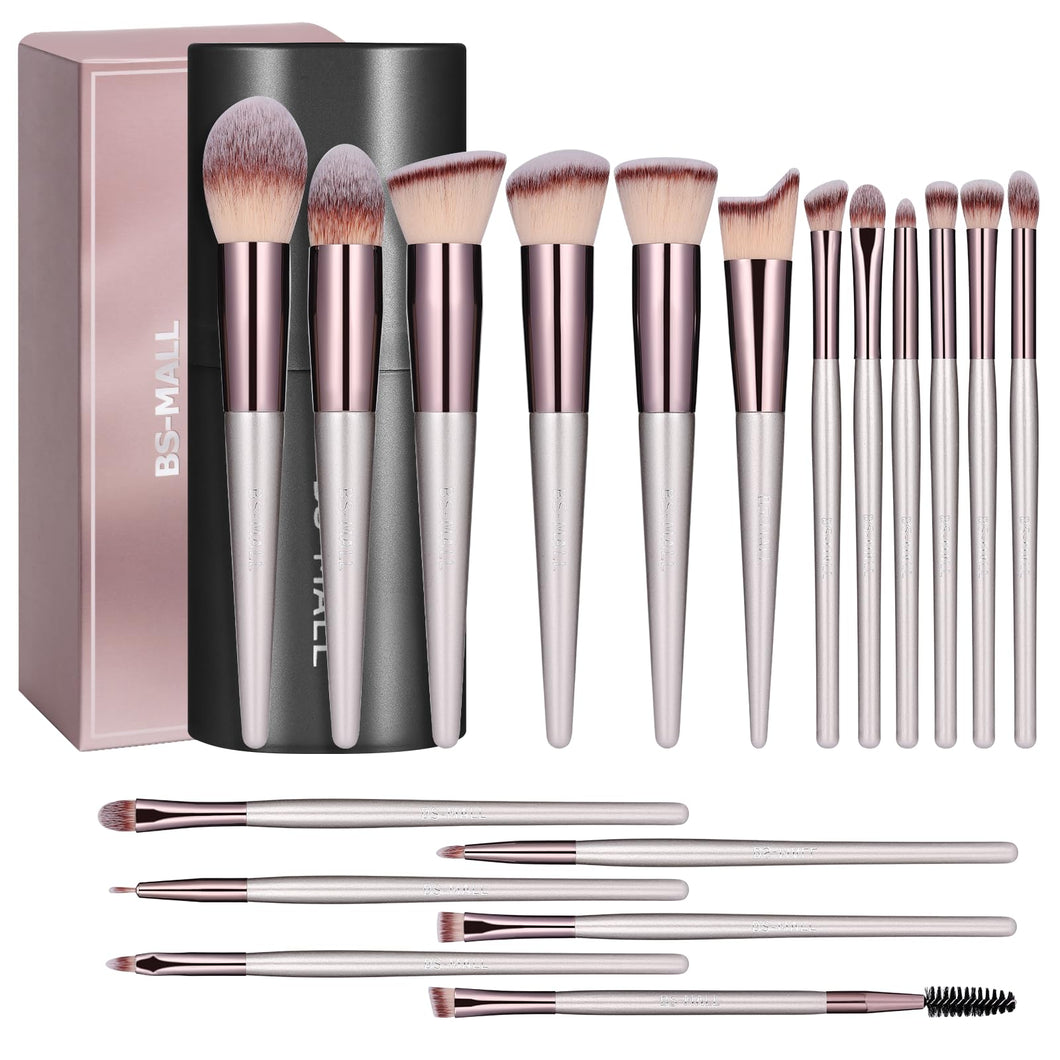 Premium  Champagne Gold Synthetic Foundation Makeup Brushes - Makeup Brush Set 18 Pcs