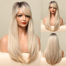 Load image into Gallery viewer, Ash Honey Blonde Baylage Brown Wig with Bangs
