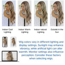 Load image into Gallery viewer, Highlight Ash Blonde Lace Front Wig Long Wavy Ombre Brown Blonde
