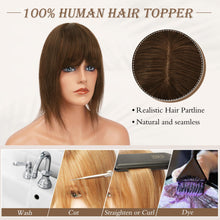 Load image into Gallery viewer, Human Hair Topper Crown Topper Hair Piece for Women 6X9 cm Base
