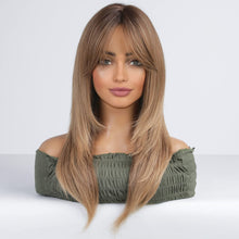 Load image into Gallery viewer, Heat Resistant Long Light Brown Ombre Wigs
