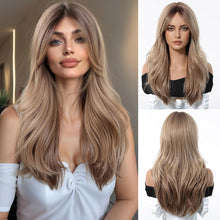 Load image into Gallery viewer, Heat Resistant Curtain Bangs Wig in Ombre Ash Blonde
