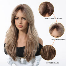 Load image into Gallery viewer, Heat Resistant Curtain Bangs Wig in Ombre Ash Blonde
