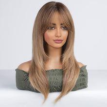 Load image into Gallery viewer, Heat Resistant Long Light Brown Ombre Wigs
