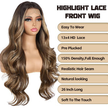 Load image into Gallery viewer, Brown Highlight Synthetic Lace Front Wig
