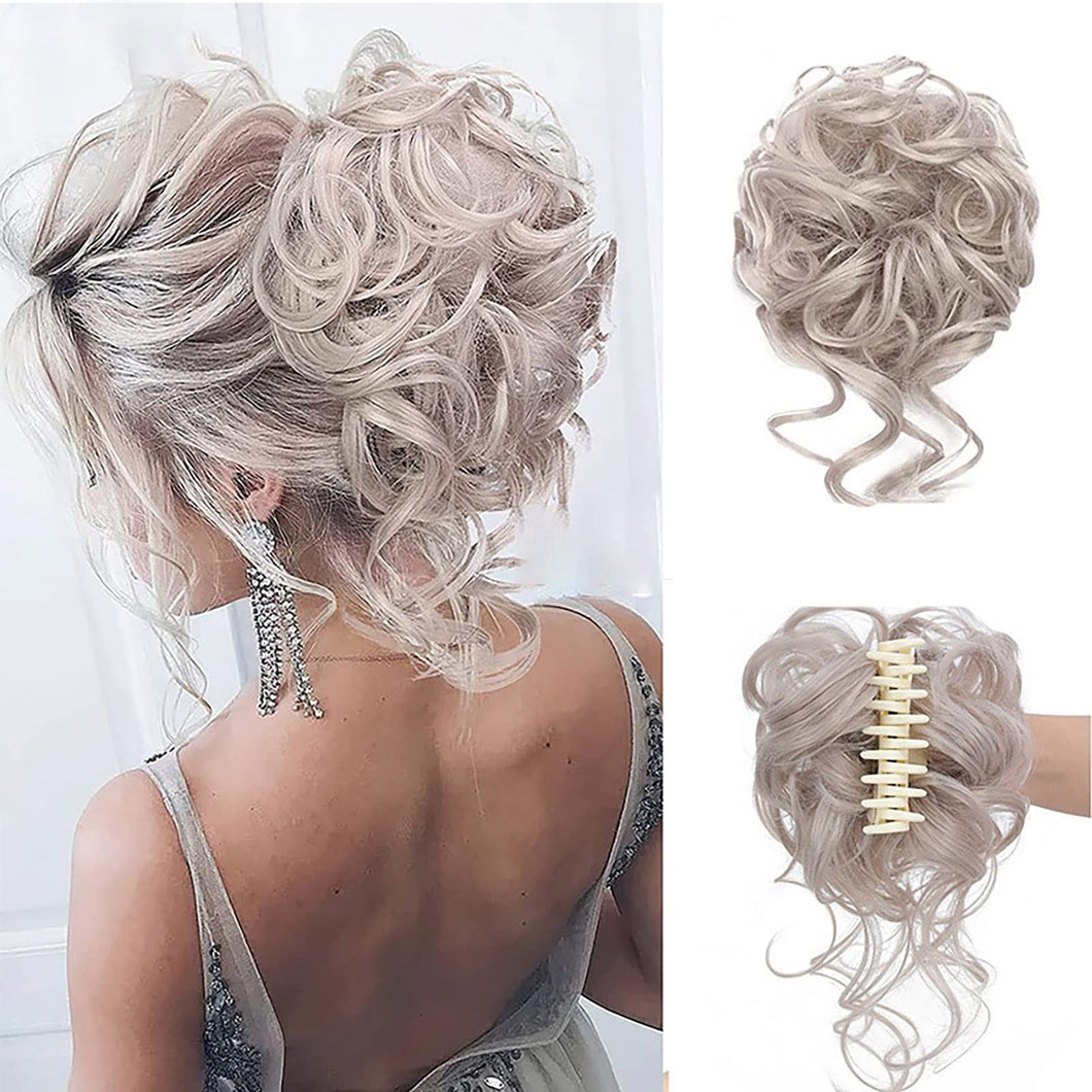 Stylish Wavy Claw Clip Messy Bun Updo Hairpiece