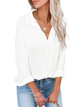 Load image into Gallery viewer, Long Sleeve Button Down V Neck Shirt
