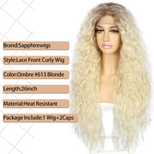 Load image into Gallery viewer, Heat Resistant Ombre Blonde Curly Synthetic Lace Front Wig
