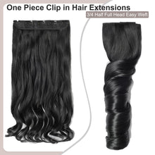 Load image into Gallery viewer, Synthetic One Piece  24&quot; 3/4 Full Head Curly Wave Clip in Hair Extensions
