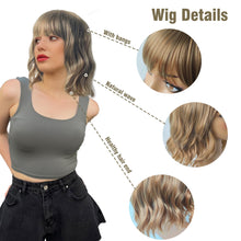 Load image into Gallery viewer, 14 inch Wavy Blonde Bob Wig With Full Bang
