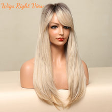 Load image into Gallery viewer, Ash Honey Blonde Baylage Brown Wig with Bangs
