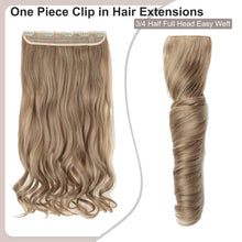 Load image into Gallery viewer, Synthetic One Piece  24&quot; 3/4 Full Head Curly Wave Clip in Hair Extensions
