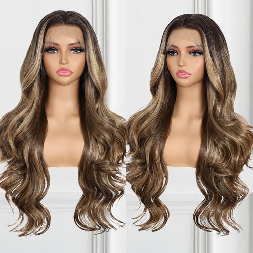 Brown Highlight Synthetic Lace Front Wig