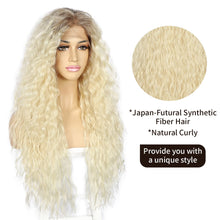 Load image into Gallery viewer, Heat Resistant Ombre Blonde Curly Synthetic Lace Front Wig
