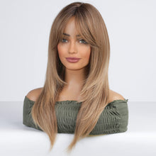 Load image into Gallery viewer, Heat Resistant Long Light Brown Ombre Wigs
