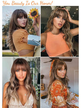 Load image into Gallery viewer, Ash Honey Blonde Baylage Brown Wig with Bangs
