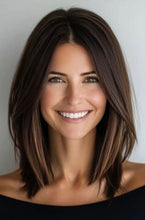 Load image into Gallery viewer, Medium Brown Bob Straight Human Hair Lace Wig
