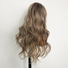 Load image into Gallery viewer, Highlight Ash Blonde Lace Front Wig Long Wavy Ombre Brown Blonde
