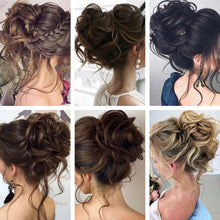 Load image into Gallery viewer, Heat Friendly Long Curly Messy Bun Hair Piece
