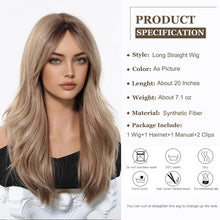 Load image into Gallery viewer, Heat Resistant Curtain Bangs Wig in Ombre Ash Blonde
