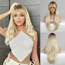 Load image into Gallery viewer, Ash Honey Blonde Baylage Brown Wig with Bangs
