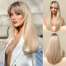 Load image into Gallery viewer, Ash Honey Blonde Baylage Brown Wig with Bangs
