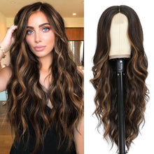 Load image into Gallery viewer, Curly Long Brown Mixed Chestnut Wig for Women
