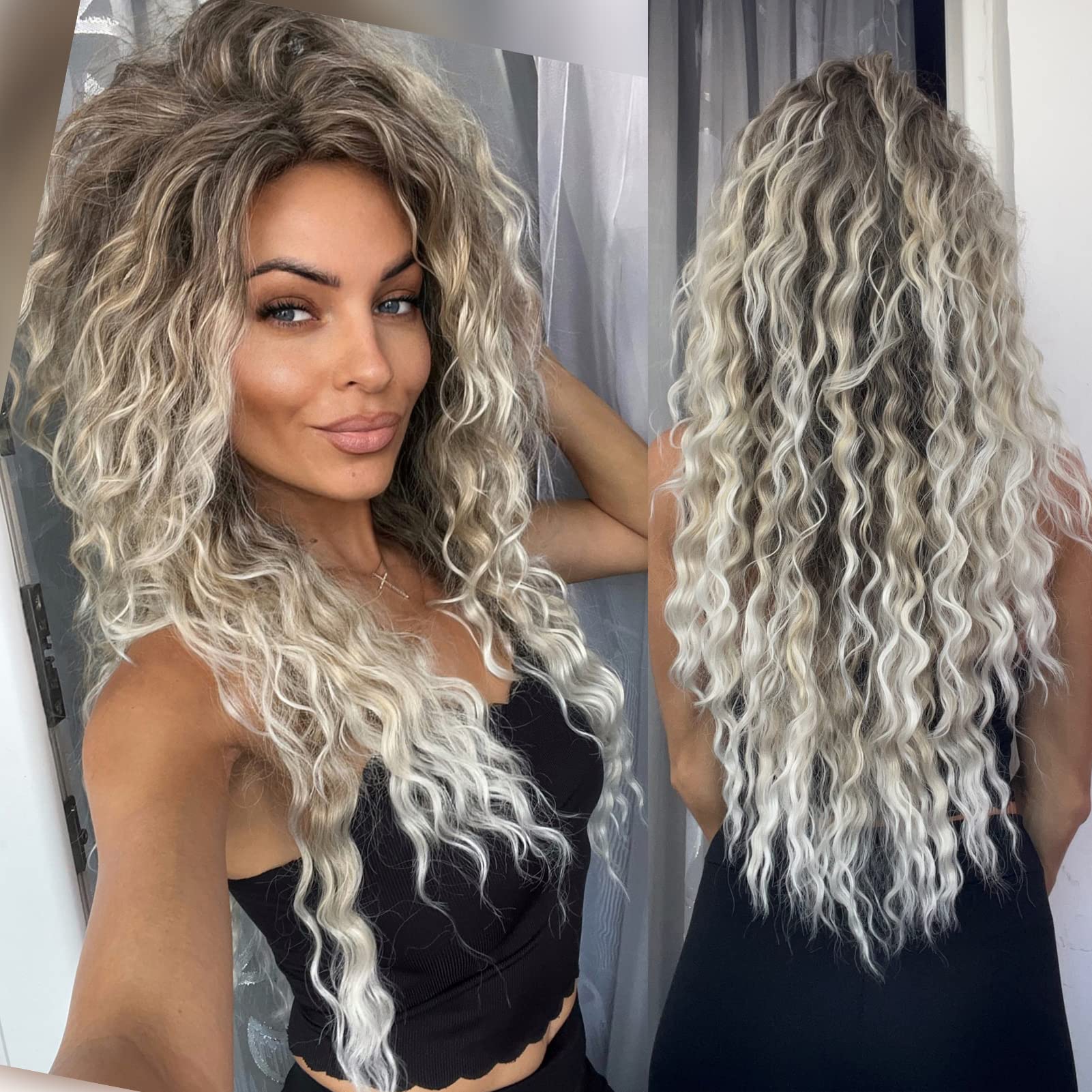 Ash Blonde Long Wavy Curly Wig Wig Store