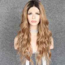 Load image into Gallery viewer, beach waves long wavy synthetic lace front wig
