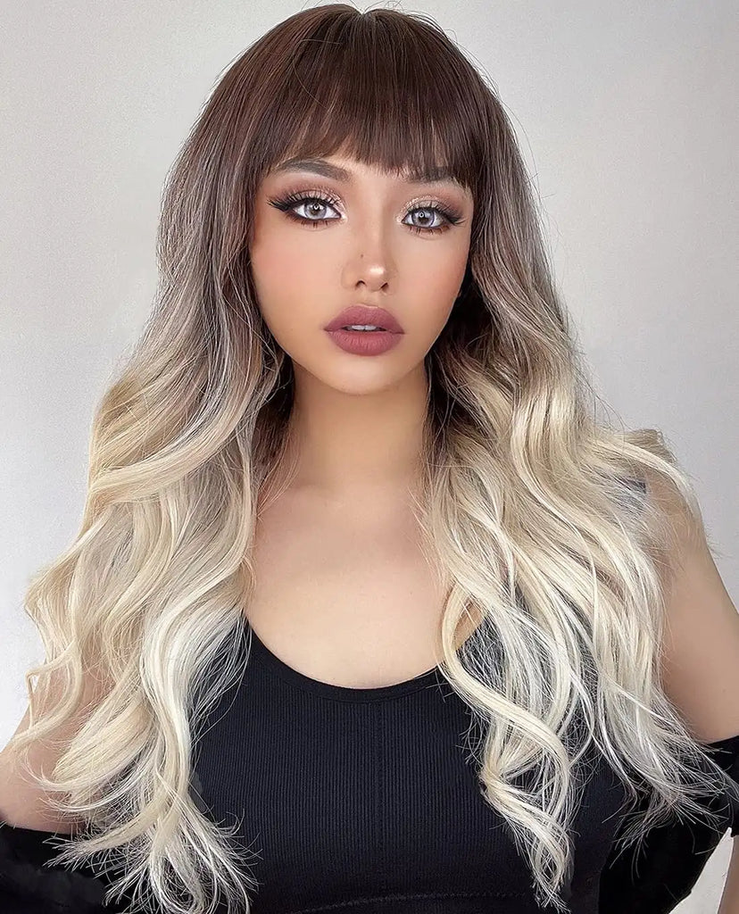 Dark Brown Ombre Platinum Blonde Wig Wig Store Wig