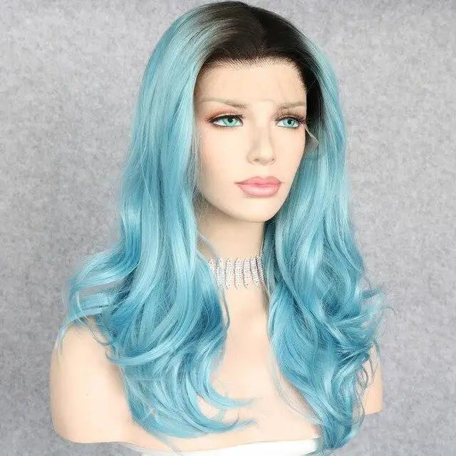 Ocean Blue Ombre Dark Rooted Lace Front Wig Wig Store Wig